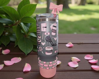Vaso personalizado rosa de lujo de 40 oz "Boss Babe" – Juego completo