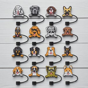 Cute Dog Straw Topper – 10mm Silicone Puppy Tumbler Accessory