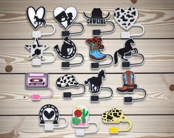 Western Straw Toppers – 10mm cowgirl Tumbler Accessories