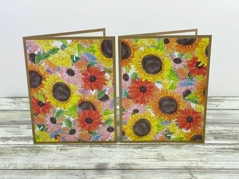 Sunflower Note Cards: Handmade Floral Cards With Envelopes - Etsy