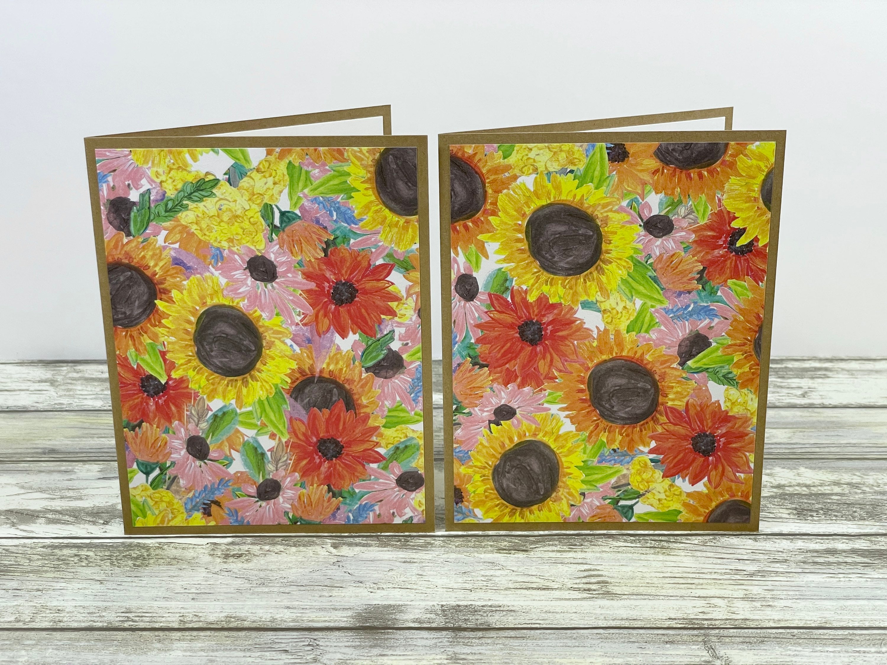 Sunflower Note Cards: Handmade Floral Cards With Envelopes - Etsy