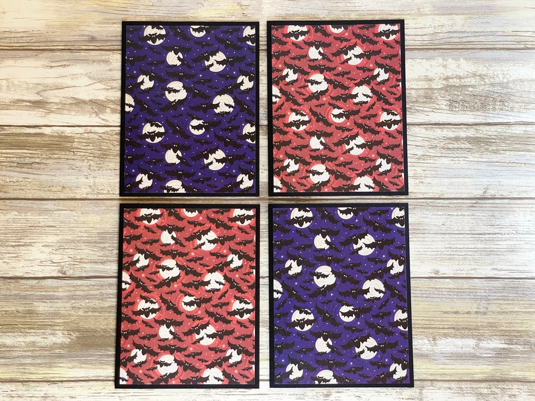 Handmade Halloween Bat Cards: Spooky Fall Note Cards, Set of 4 - Etsy