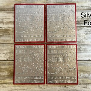 Embossed Christmas Cards, Christmas Note Cards, Winter Cards, Embossed Greeting Cards, Foil Christmas Cards, Santa Cards