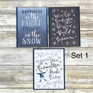 Christmas Greeting Cards, Christmas Cards Set, Christmas Note Cards, Winter Note Cards, Winter Cards, Snowflake Cards, Let It Snow Card