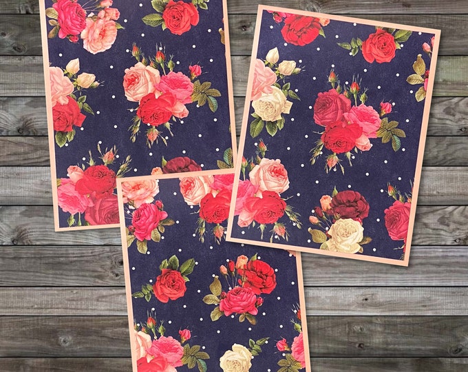 Floral Note Cards 4 Pack Flower Note Cards Floral Cards Etsy