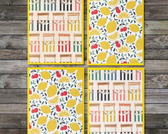 Summer Note Cards, Summer Cards, Lemonade Cards, Lemon Cards, Note Cards with Envelopes, Cherry Cards, Cute Note Cards, Fruit Cards