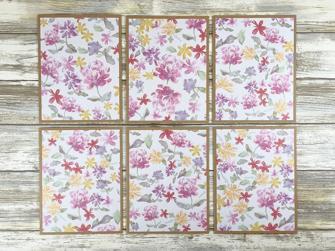 Floral Note Cards: Handmade Kraft Cards With Envelopes (set of 6) - Etsy