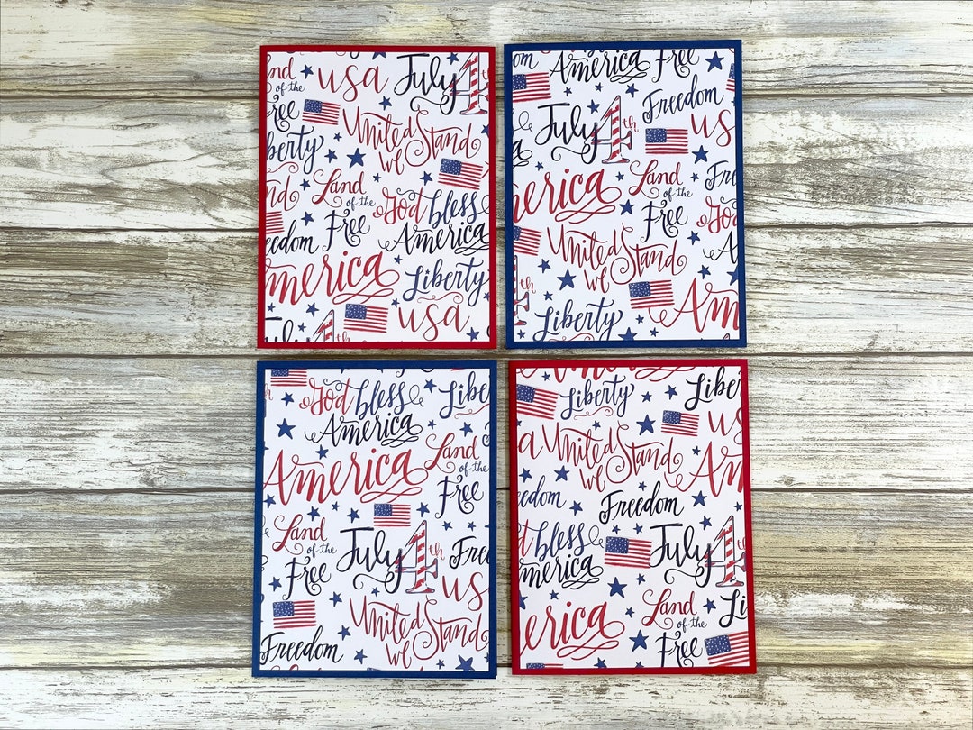 Handmade 4th of July Note Cards With Envelopes - Patriotic Set of 4 - Etsy