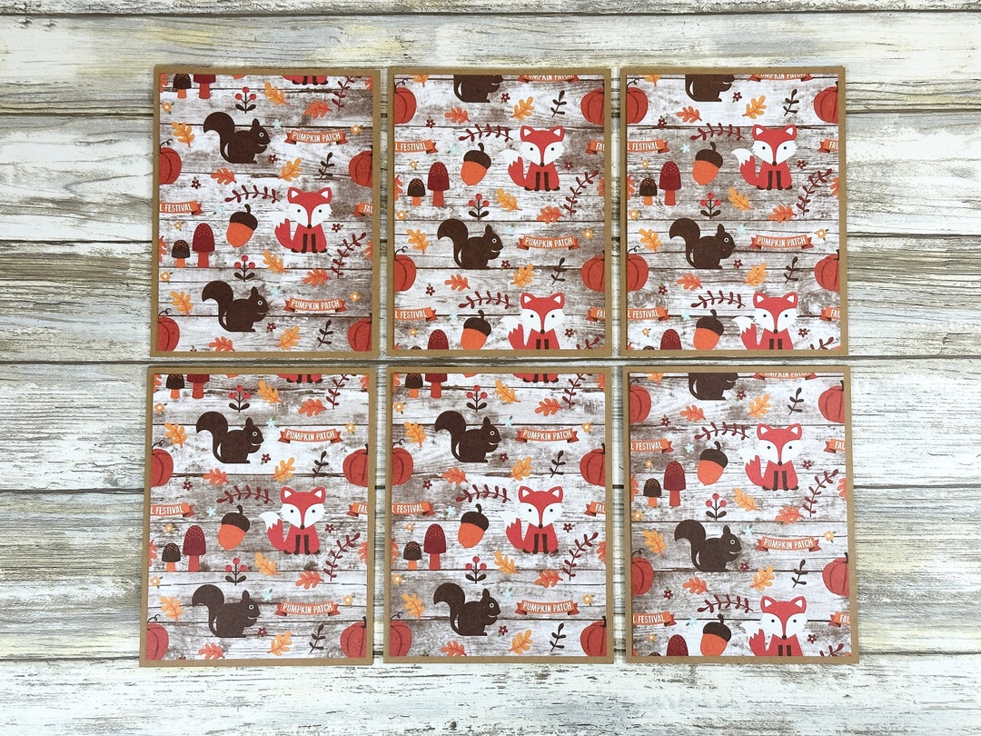 Handmade Fall Note Cards, Autumn Animal Stationery, Set of 6 - Etsy