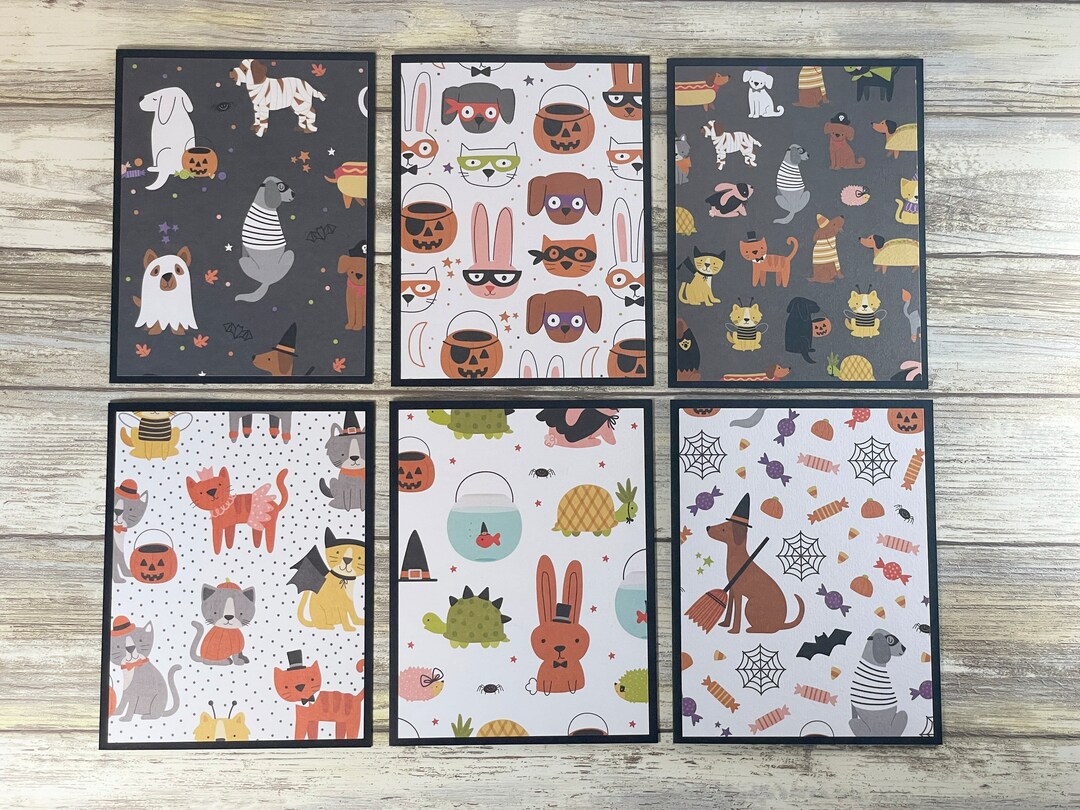 Handmade Halloween Note Cards: Spooky Animal Designs, Set of 6 - Etsy