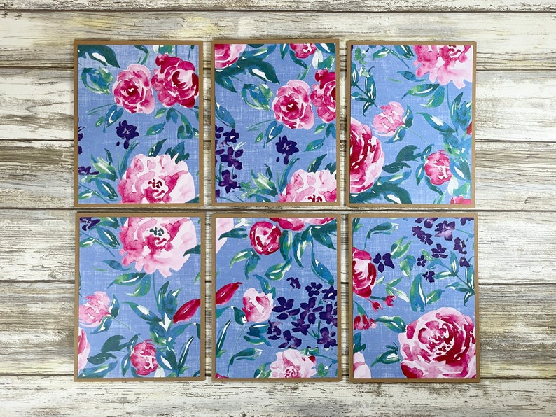 Floral Note Cards: Handmade Kraft Paper Cards With Envelopes (set of 6 ...