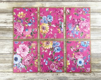 Handmade Floral Note Cards with Envelopes - Set of 6