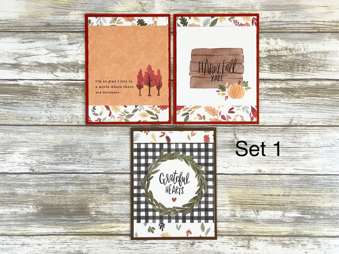 Handmade Fall Note Card Set: Autumn Greetings, Thanksgiving Cards - Etsy