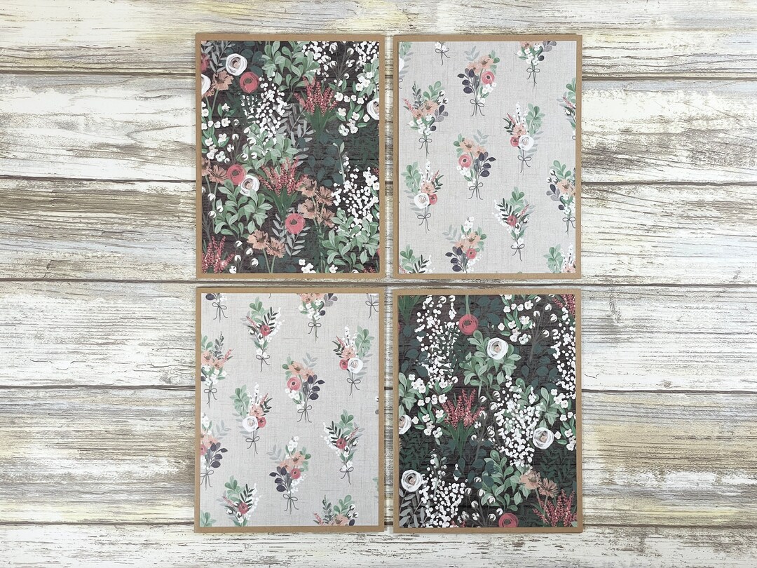 Floral Note Cards: Handmade Kraft Paper Cards With Envelopes - Etsy