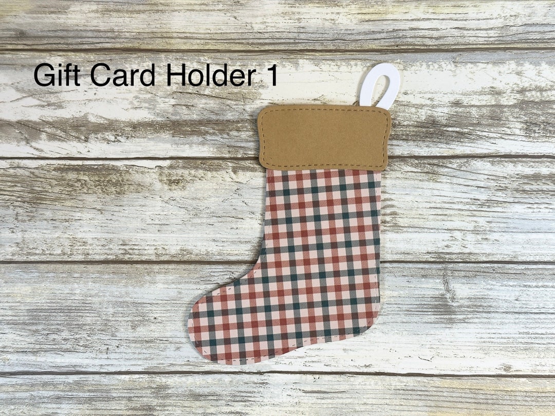 Christmas Stocking Gift Card Holder: Plaid Paper & Kraft Cardstock - Etsy
