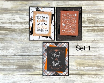 Handmade Halloween Greeting Cards: Spooky Witch & Trick or Treat, Set of 3