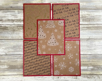 Christmas Greeting Cards, Christmas Cards Set, Christmas Note Cards, Winter Note Cards, Foil Christmas Cards, Cute Christmas Cards