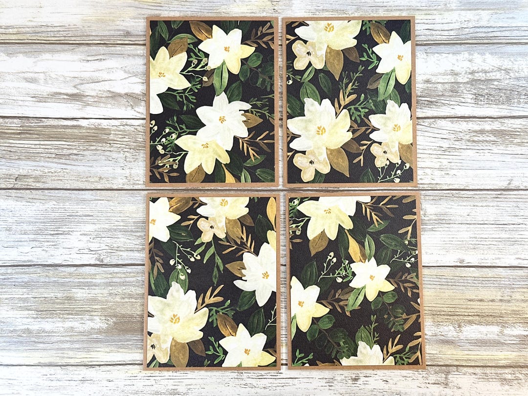 Floral Note Cards: Handmade Kraft Cards With Envelopes (set of 4) - Etsy