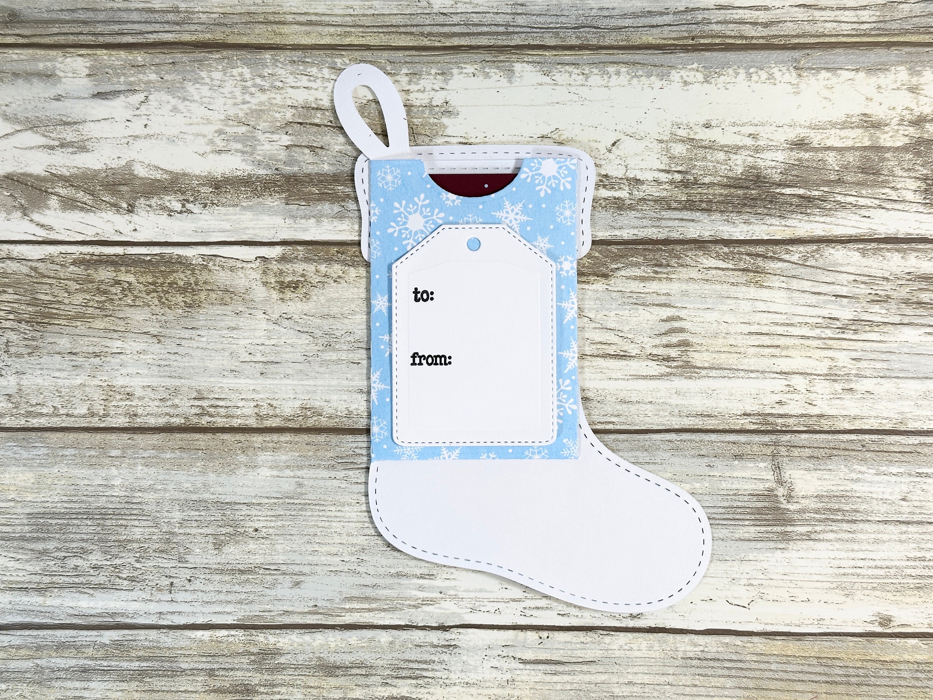 Christmas Stocking Gift Card Holder, Snowflake Paper, Shimmer Cardstock ...