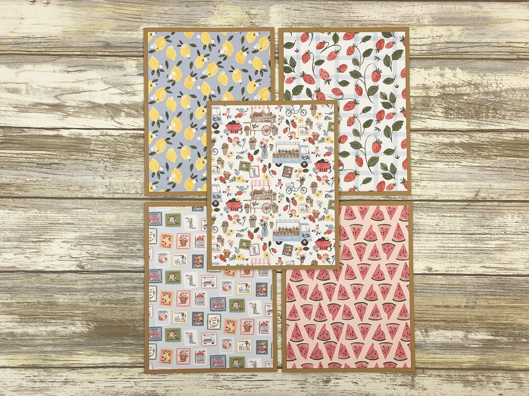 Summer Note Card Set: Handmade Kraft Cards With Envelopes - Etsy