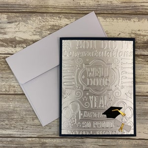 Graduation Card, Congratulations Card Graduation, Good Luck Card, You Did It Card, Handmade Graduation Card, Embossed Greeting Card