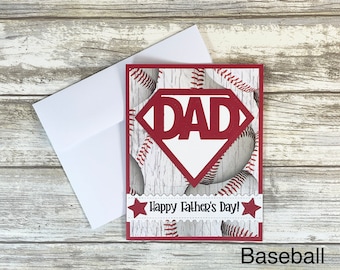 Handmade Sports Father's Day Card: Baseball, Football, Basketball