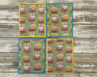 Handmade Easter Note Cards: Bunny & Chick Design, Set of 4