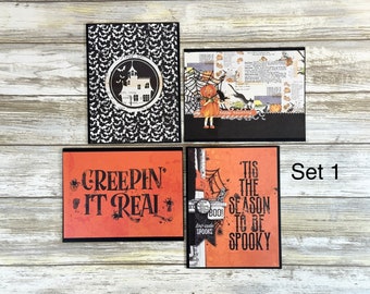 Handmade Spooky Halloween Greeting Cards: Black Cardstock Note Cards