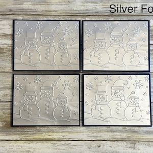 Embossed Christmas Cards, Christmas Note Cards, Snowman Cards, Winter Cards, Embossed Greeting Cards, Foil Christmas Cards