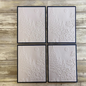 Embossed Christmas Cards, Christmas Note Cards, Nature Christmas Cards, Christmas Tree Cards, Christmas Cards Set, Winter Note Cards