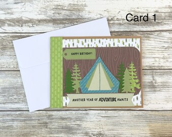 Camping Birthday Card: Handmade Nature Greeting Card