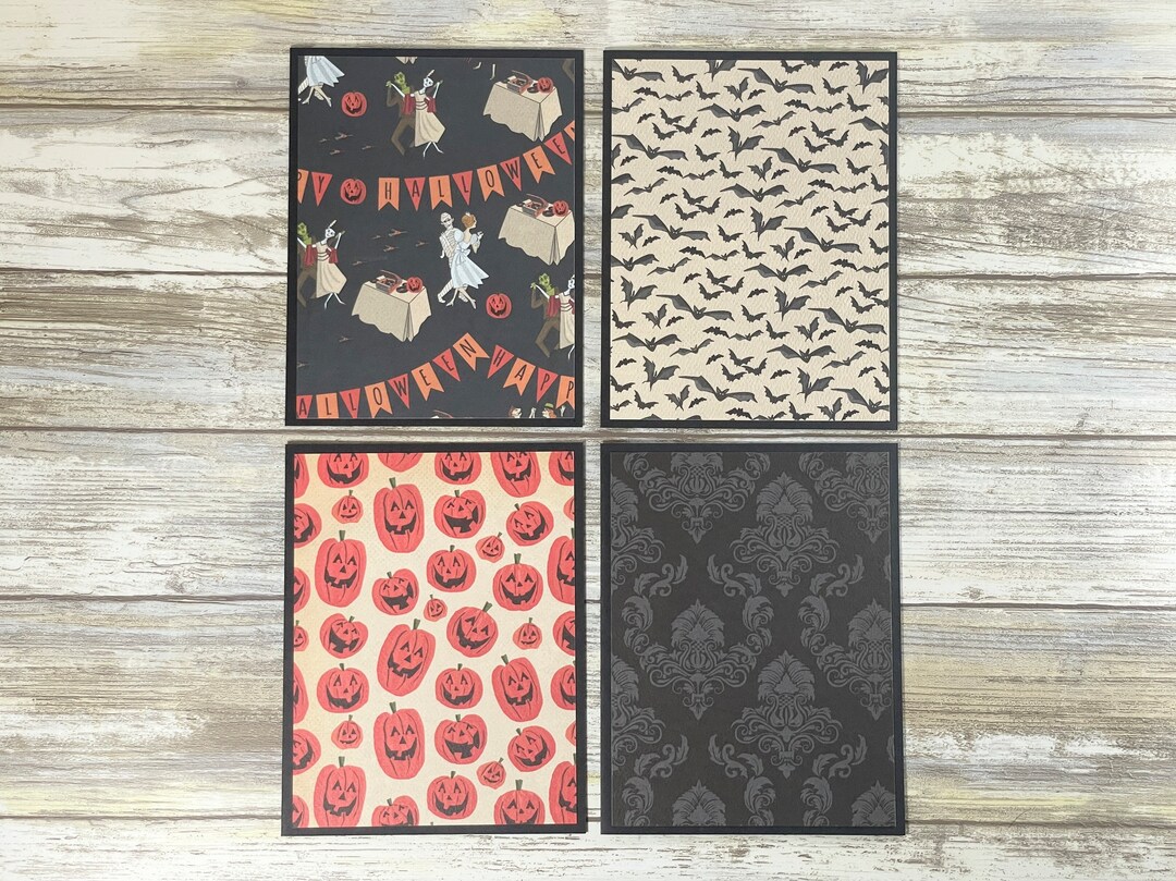 Handmade Halloween Note Cards: Spooky Pumpkin & Bat Designs - Etsy