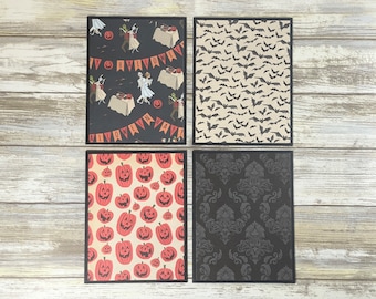 Handmade Halloween Note Cards: Spooky Pumpkin & Bat Designs