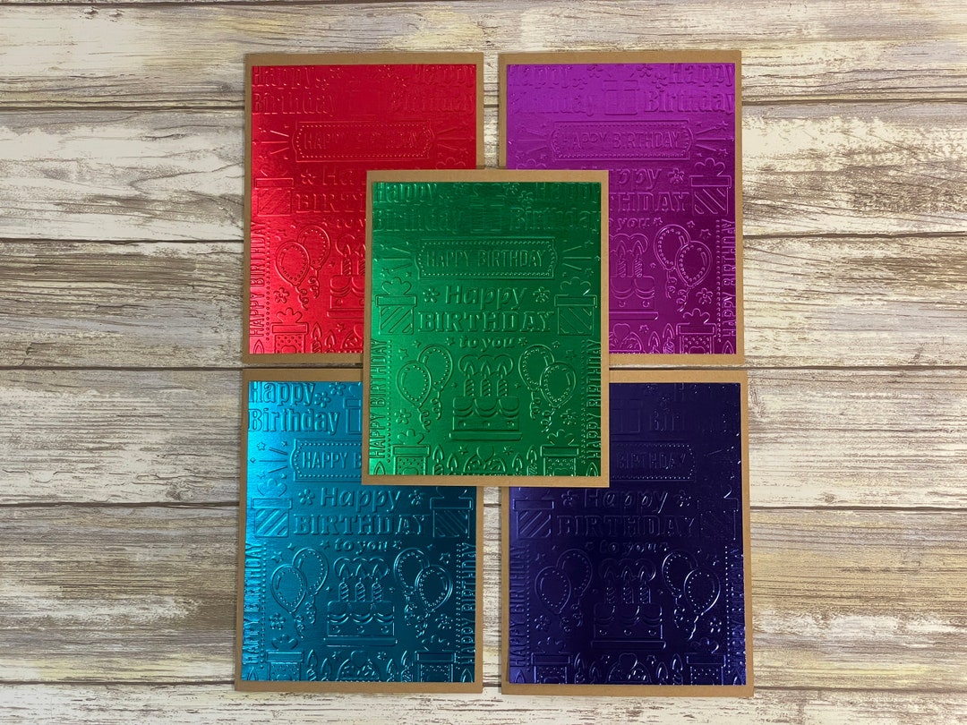 Embossed Birthday Cards Birthday Cards Set Foil Birthday Etsy