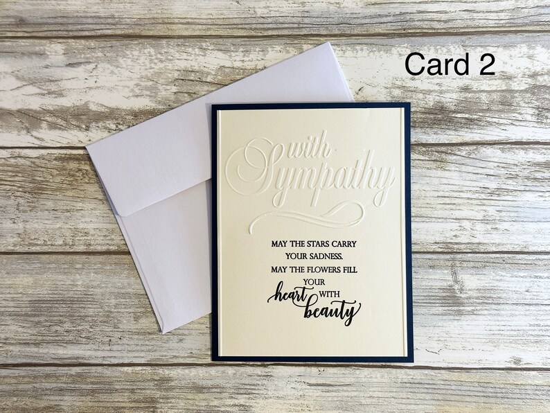 Sympathy Script Handmade Embossed Sympathy Card: Navy & Cream - Etsy