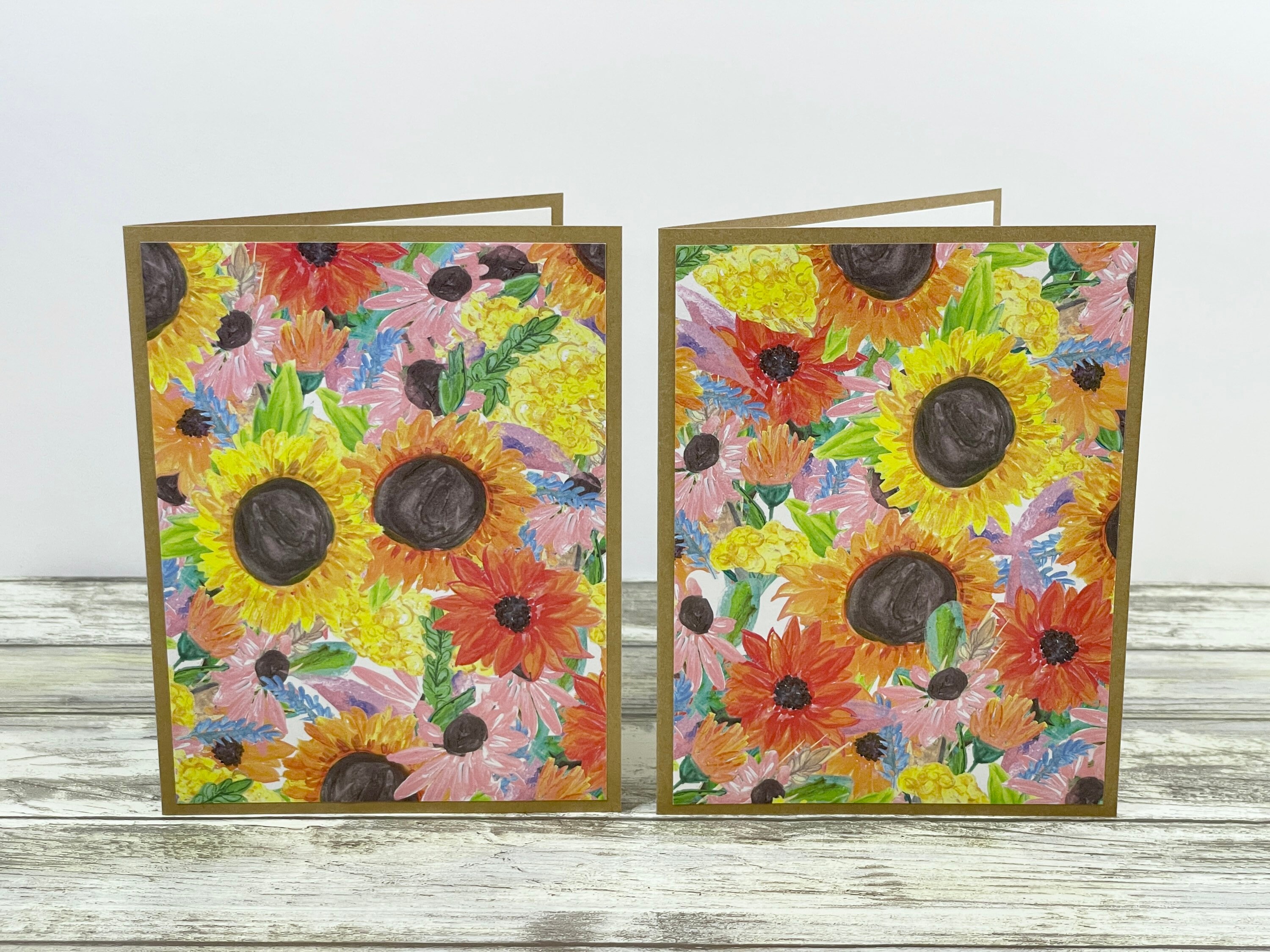Sunflower Cards Flower Note Cards Floral Cards Note Cards Etsy