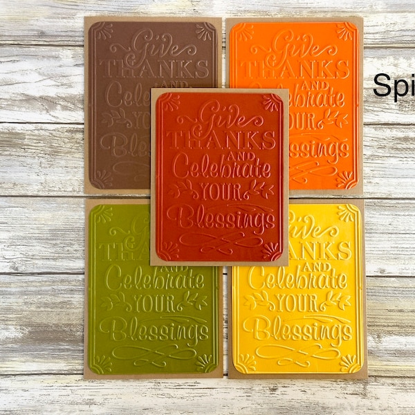 Thanksgiving Cards, Happy Thanksgiving Card, Fall Cards, Fall Note Cards, Embossed Note Cards, Note Card Set with Envelopes, Blessing Cards