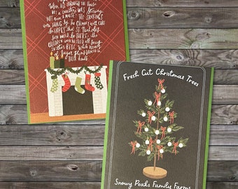 Christmas Greeting Cards, Christmas Cards Set, Christmas Note Cards, Winter Note Cards, Traditional Christmas Card, Christmas Tree Card