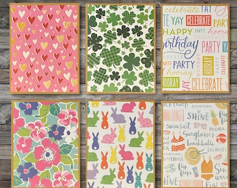 Handmade Holiday Note Card Set: Seasonal Occasions, Kraft Cardstock