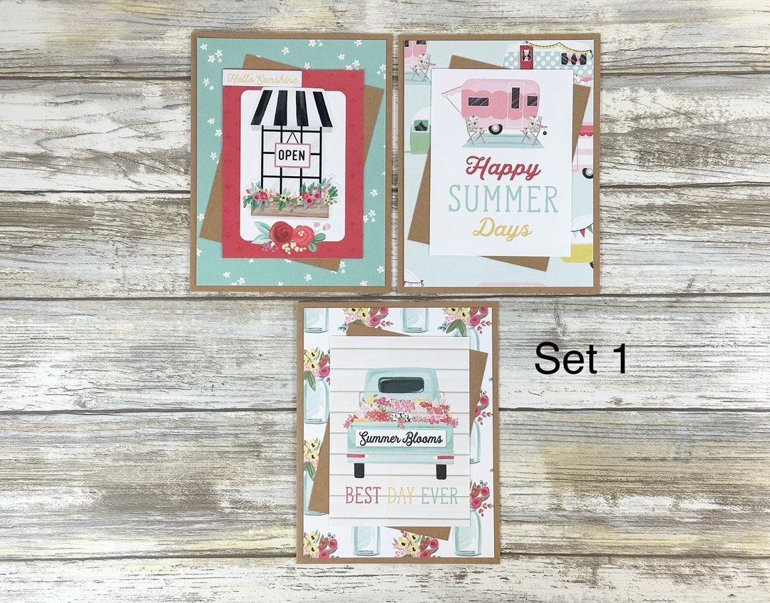 Summer Cards, Summer Note Cards, Truck Cards, Cute Note Cards, Floral ...