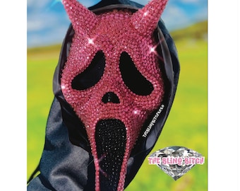 Hot Pink Ghostface Bling Crystal Rhinestone Scream Mask Devil Dead By Daylight