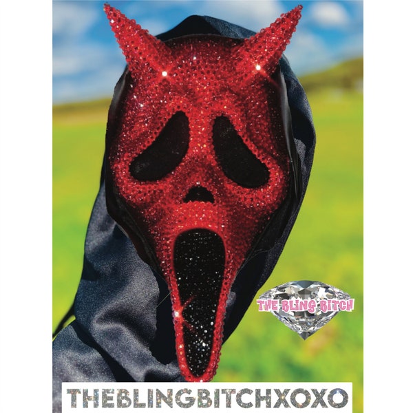 Red Ghostface Bling Crystal Rhinestone Scream Mask  Devil Dead By Daylight