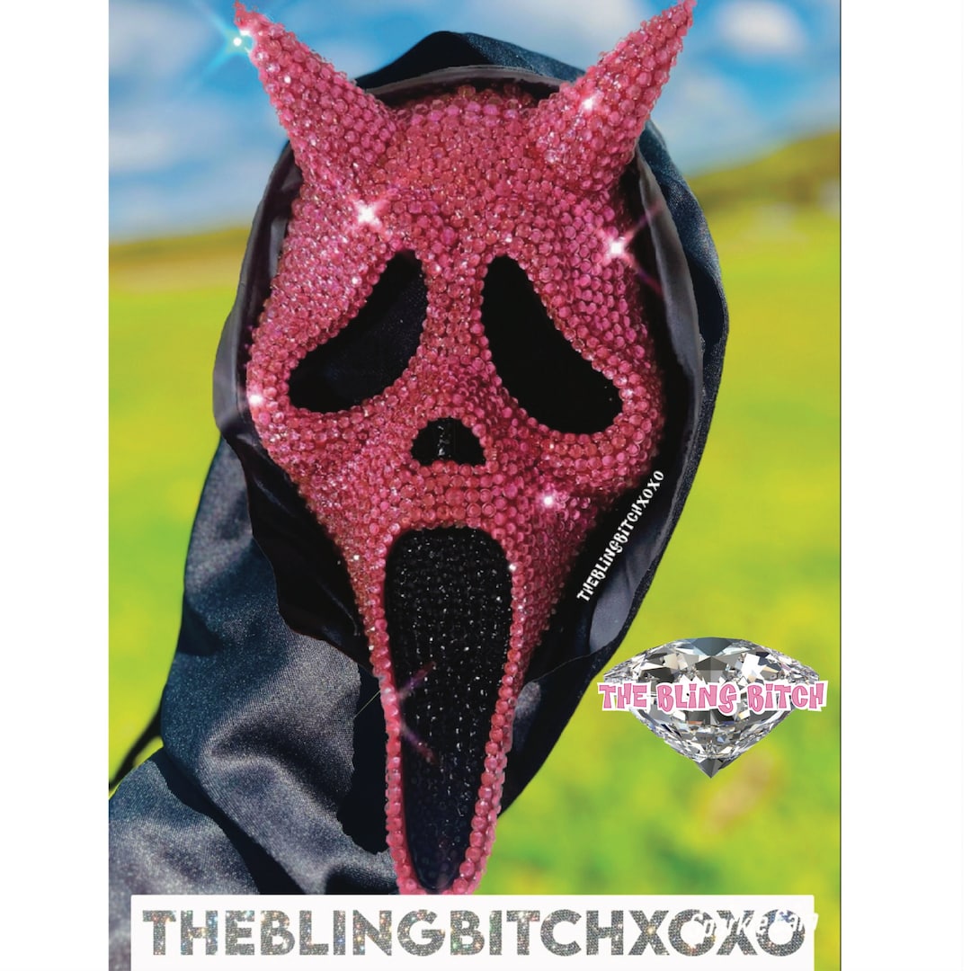 Hot Pink Ghostface Bling Crystal Rhinestone Scream Mask Devil Dead by