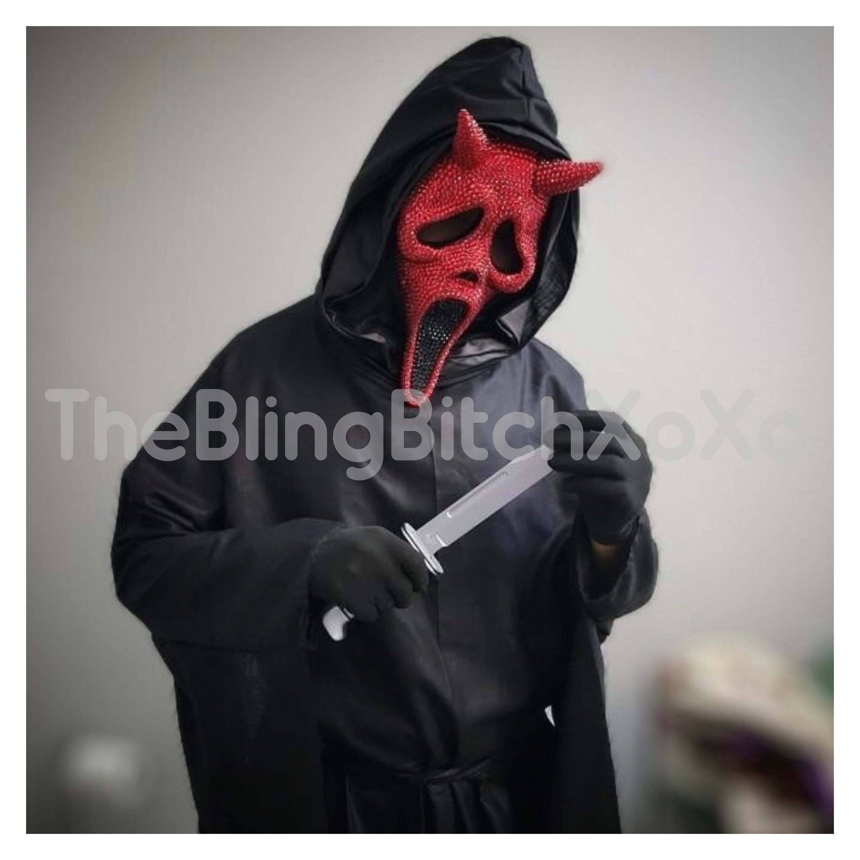Red Ghostface Bling Crystal Rhinestone Scream Mask Devil Dead by ...