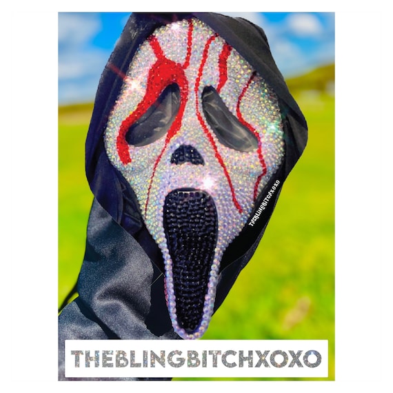 Ghostface Scream Crystal Bling Rhinestone Mask With Dripping Blood Etsy UK