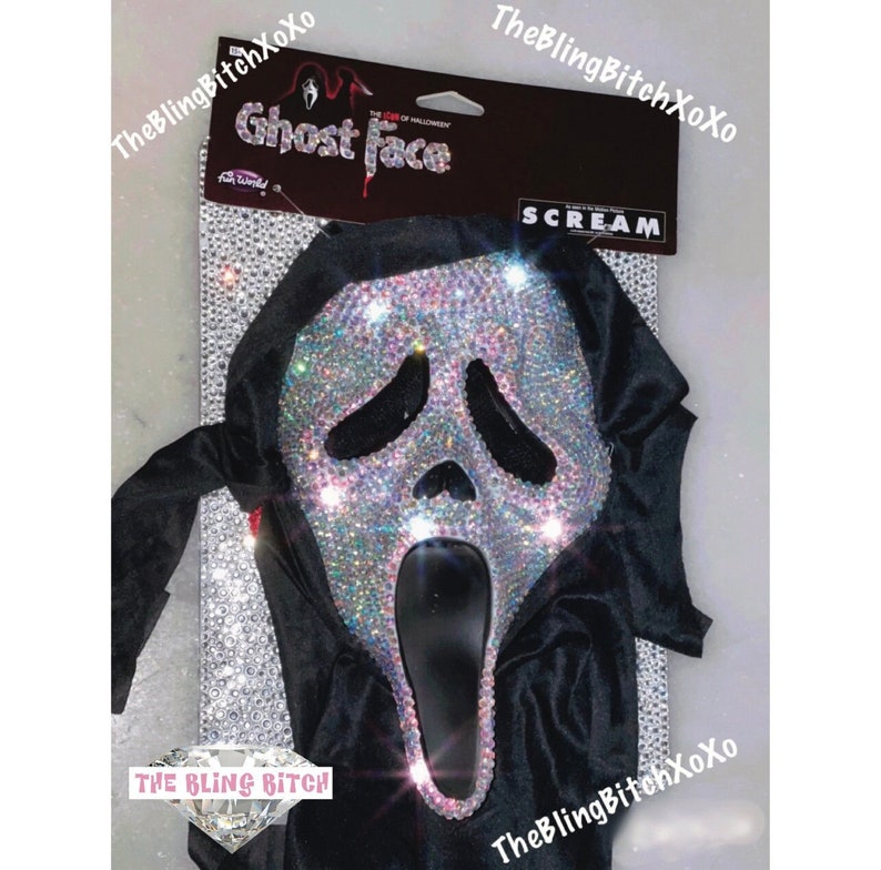 Ghostface Scream Iridescent Bling Rhinestone Crystal Mask - Etsy
