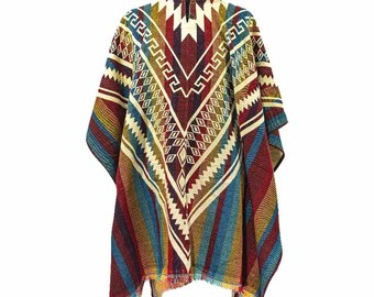 Alpaca Poncho Gekleurd - Gemaakt in Ecuador