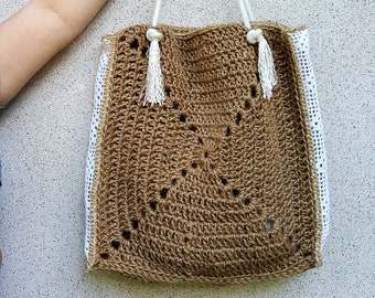 Beach bag, summer bag Eco-friendly bag Casual knitted bag, crochet bag, jute bag, shopper bag