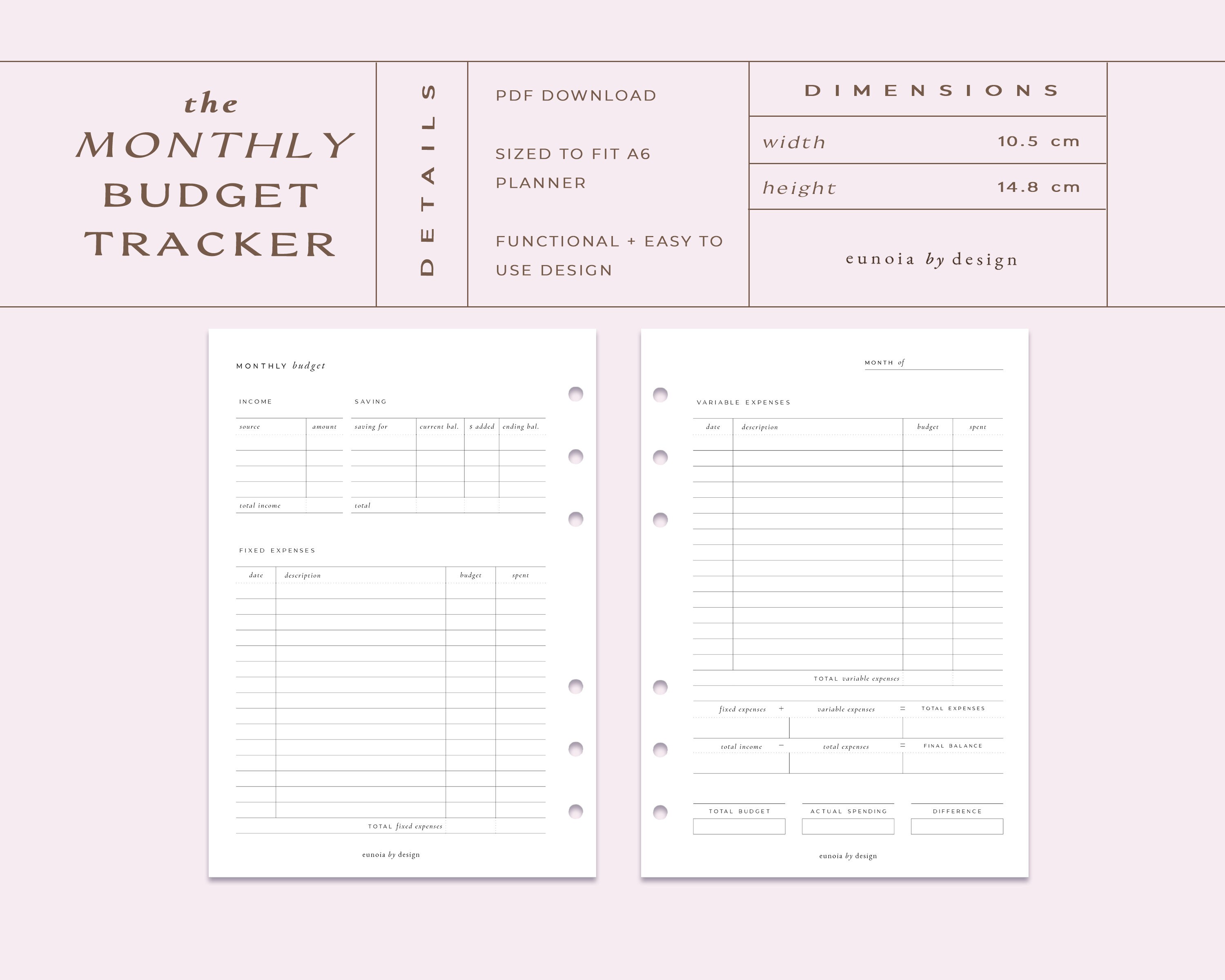 MONTHLY BUDGET A6 Monthly Budget Template Printables Monthly Etsy