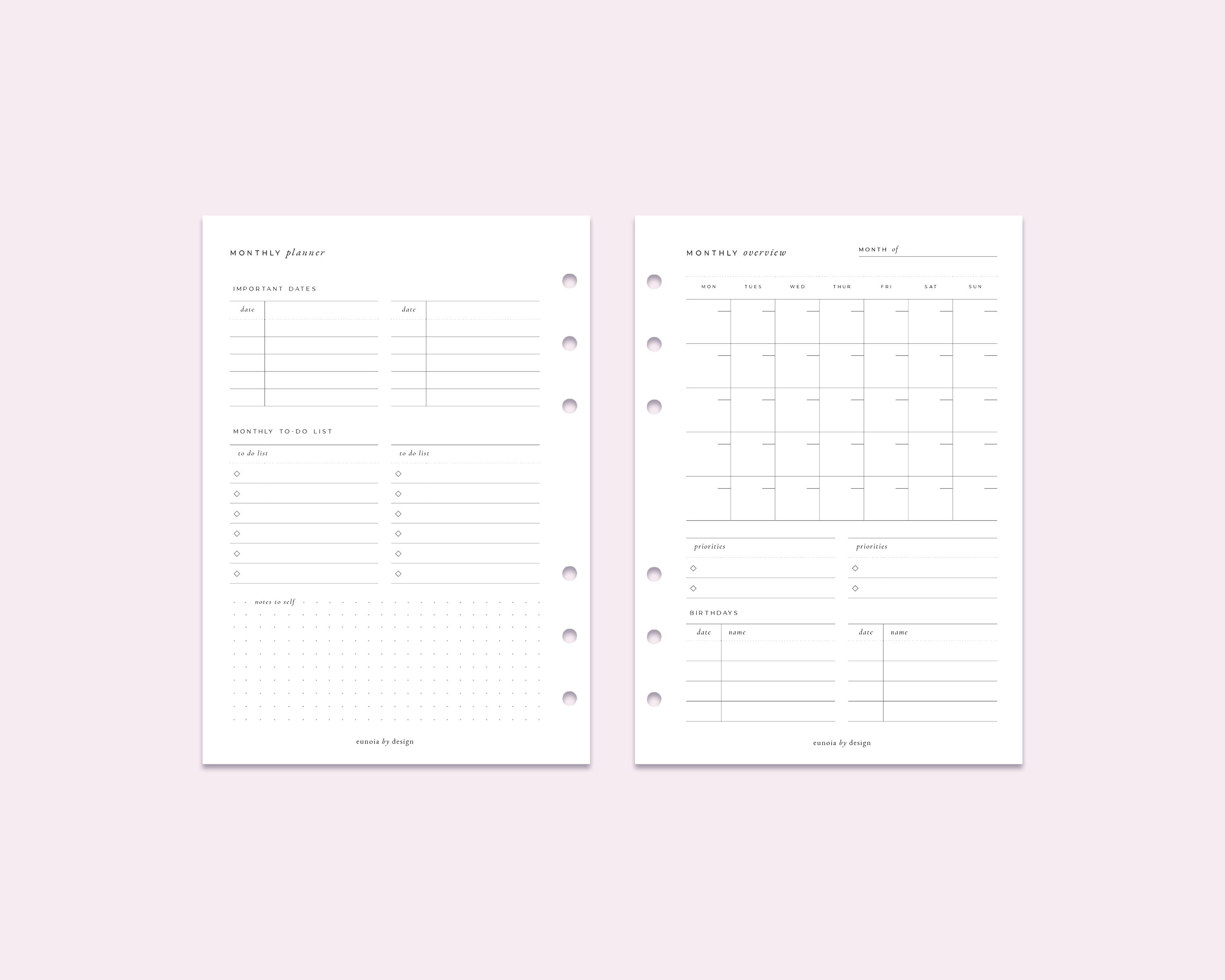 MONTHLY OVERVIEW A6 Printable Monthly Planner A6 Monthly - Etsy Australia